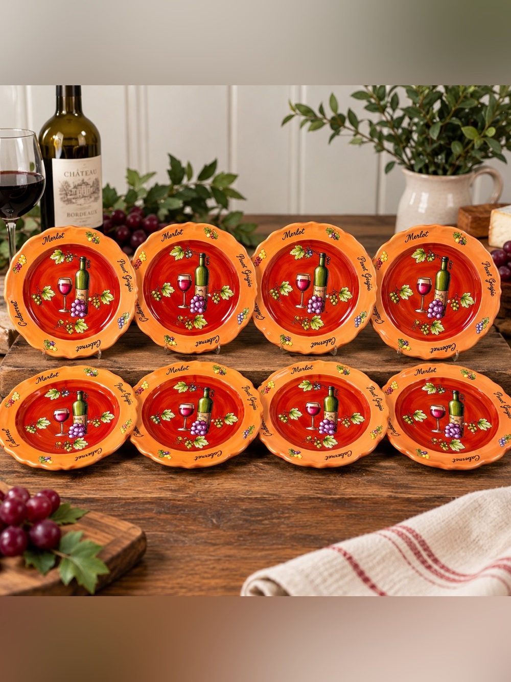 Bella Casa by Ganz Wine Appetizer Plates – Set of 8